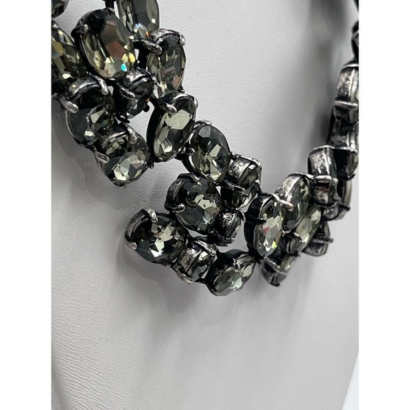 J. Crew Vintage Faceted Gray Rhinestones Chunky Chain Statement Neckace - Picture 8 of 15